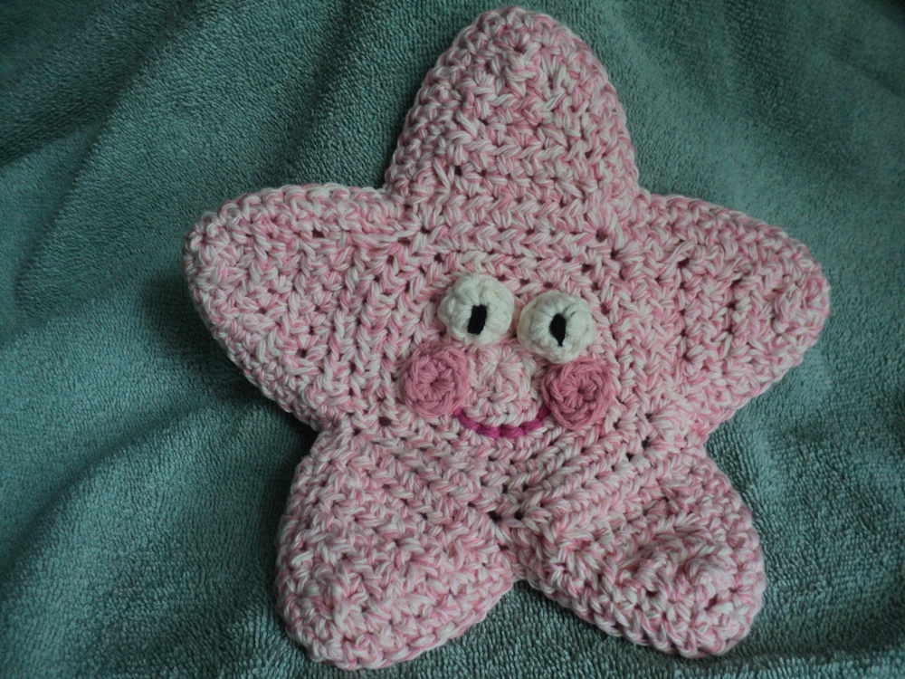 Crocheted - Pink Star Bath Mitt