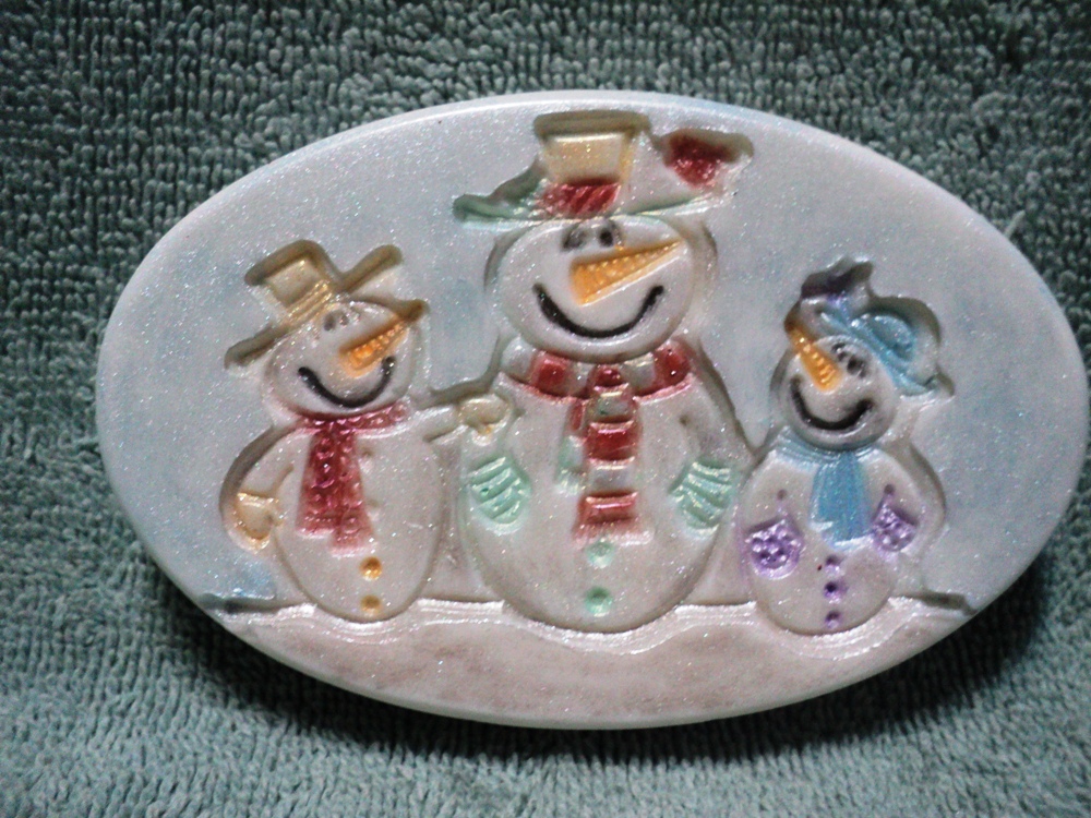 Three Jolly Snowmen Soap - Winter Candy Apple Scent